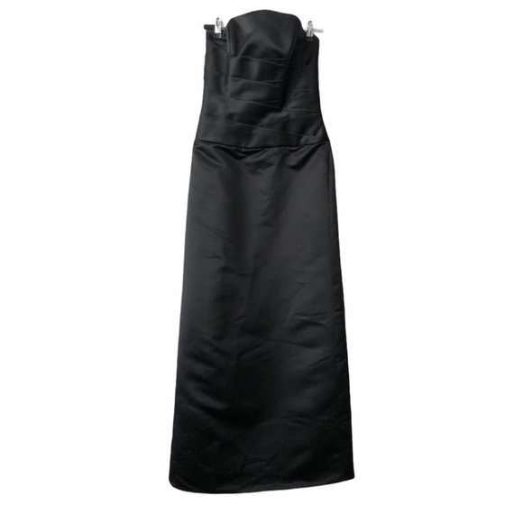 Black Satin Strapless Fitted Formal Grad Gown 6 $15 Dresses if you Buy 2 or more - Picture 1 of 9